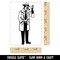 Detective Private Eye Inspector with Hourglass and Trench Coat Rectangle Rubber Stamp for Stamping Crafting